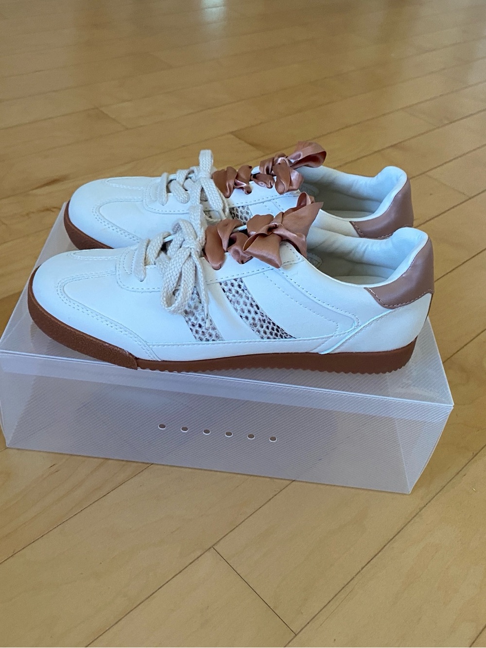 Steve Madden Nirvanna White Sneakers with Tan Accents